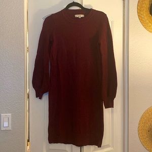 LOFT Burgundy Long Sleeve Dress